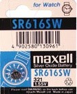 MAXELL 321 (SR616SW) 1.55V MICRO SILVER OXIDE BATTERY