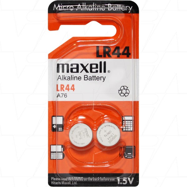 MAXELL LR44 2PACK ALIKALINE BATTERY 13GA