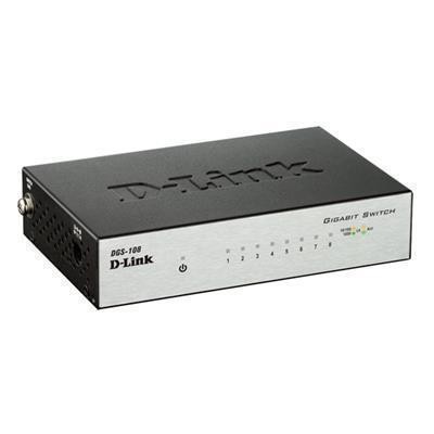 D-Link DGS-108 8 Port Gigabit Desktop Switch, Rugged Metal Chassis