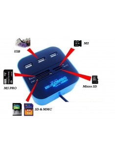 External USB Card Reader Blue MS/Pro Duo,M2,SD/MMC,3*USB